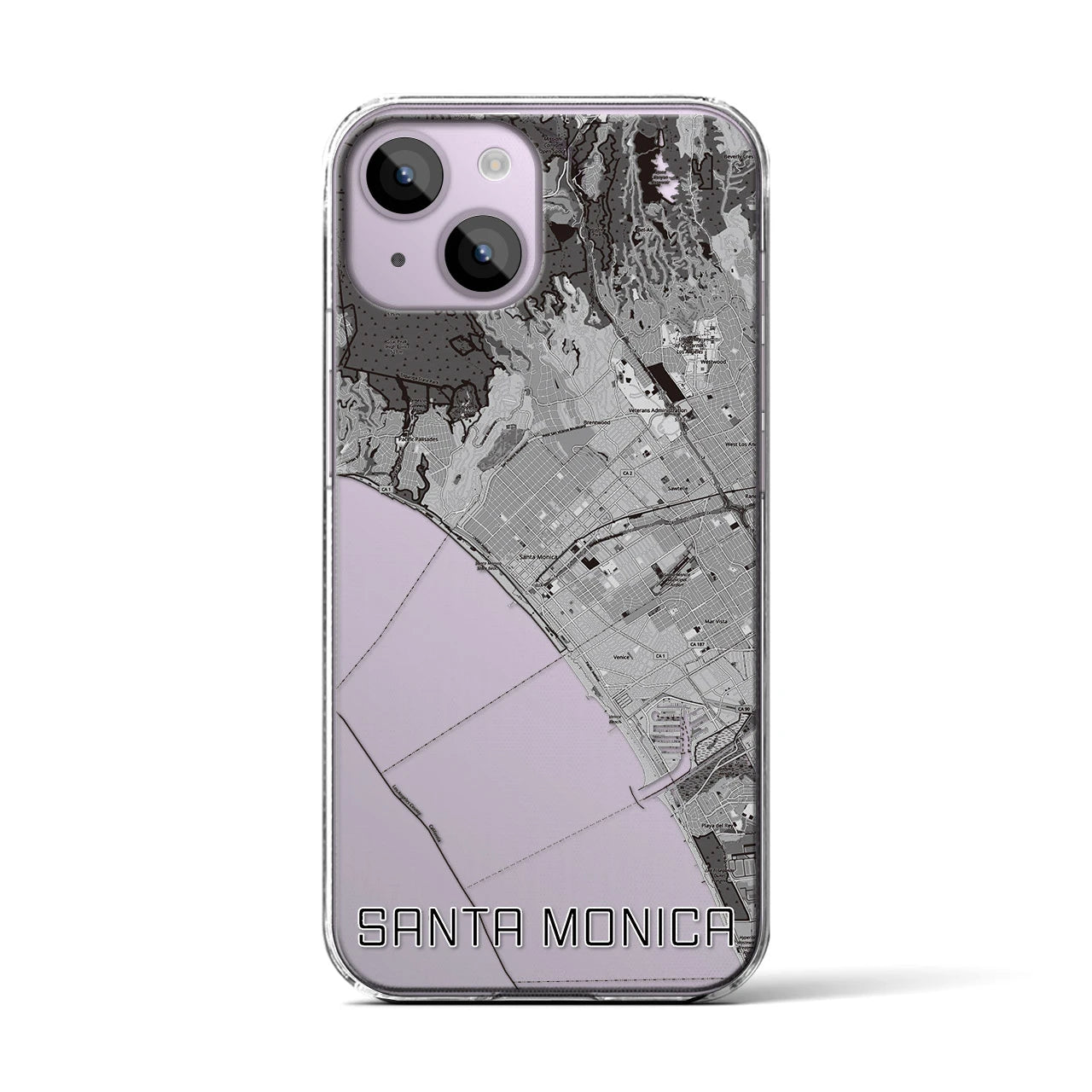 【サンタモニカ(アメリカ)】地図柄iPhoneケース(クリアタイプ)