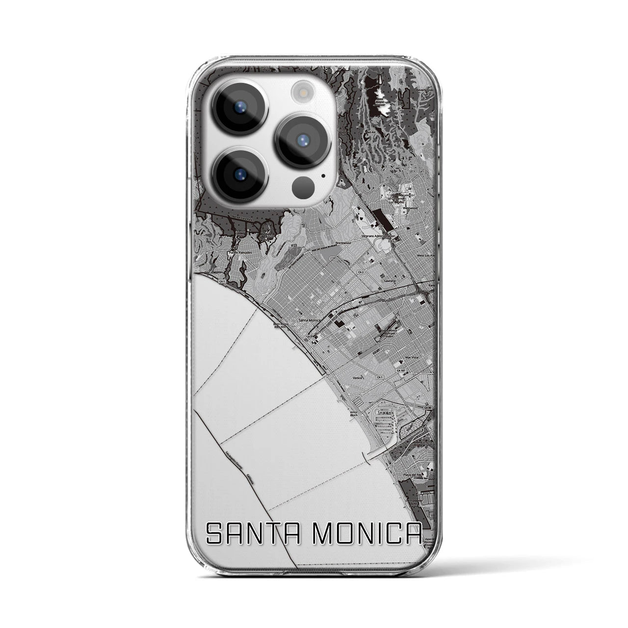 【サンタモニカ(アメリカ)】地図柄iPhoneケース(クリアタイプ)