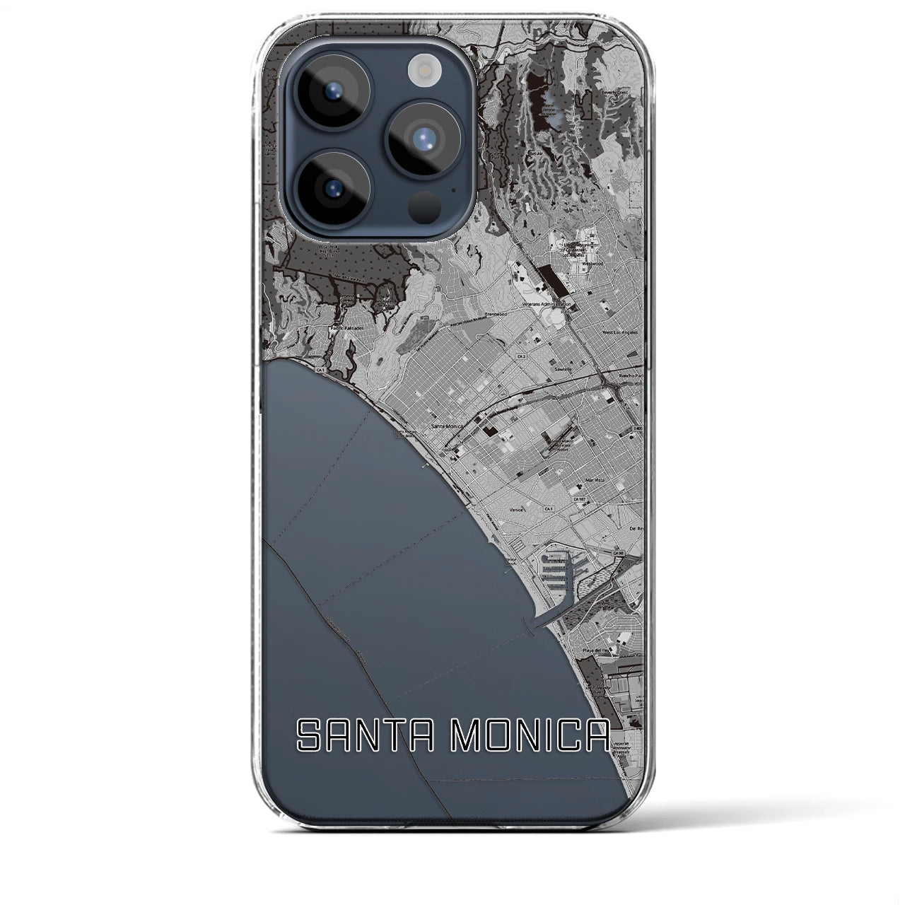 【サンタモニカ(アメリカ)】地図柄iPhoneケース(クリアタイプ)