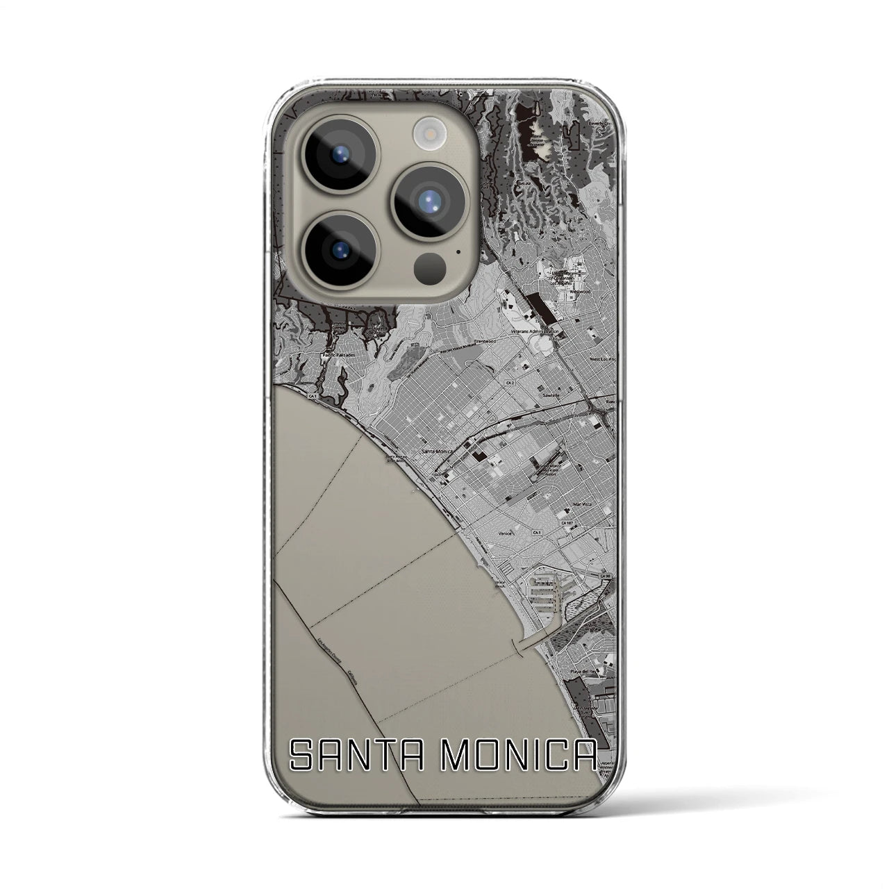 【サンタモニカ(アメリカ)】地図柄iPhoneケース(クリアタイプ)