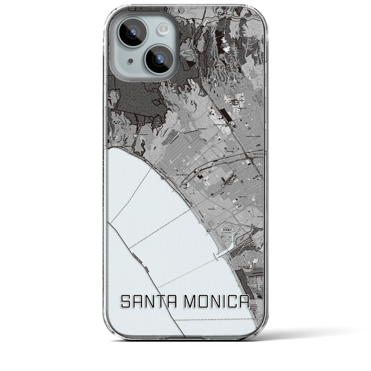 【サンタモニカ(アメリカ)】地図柄iPhoneケース(クリアタイプ)