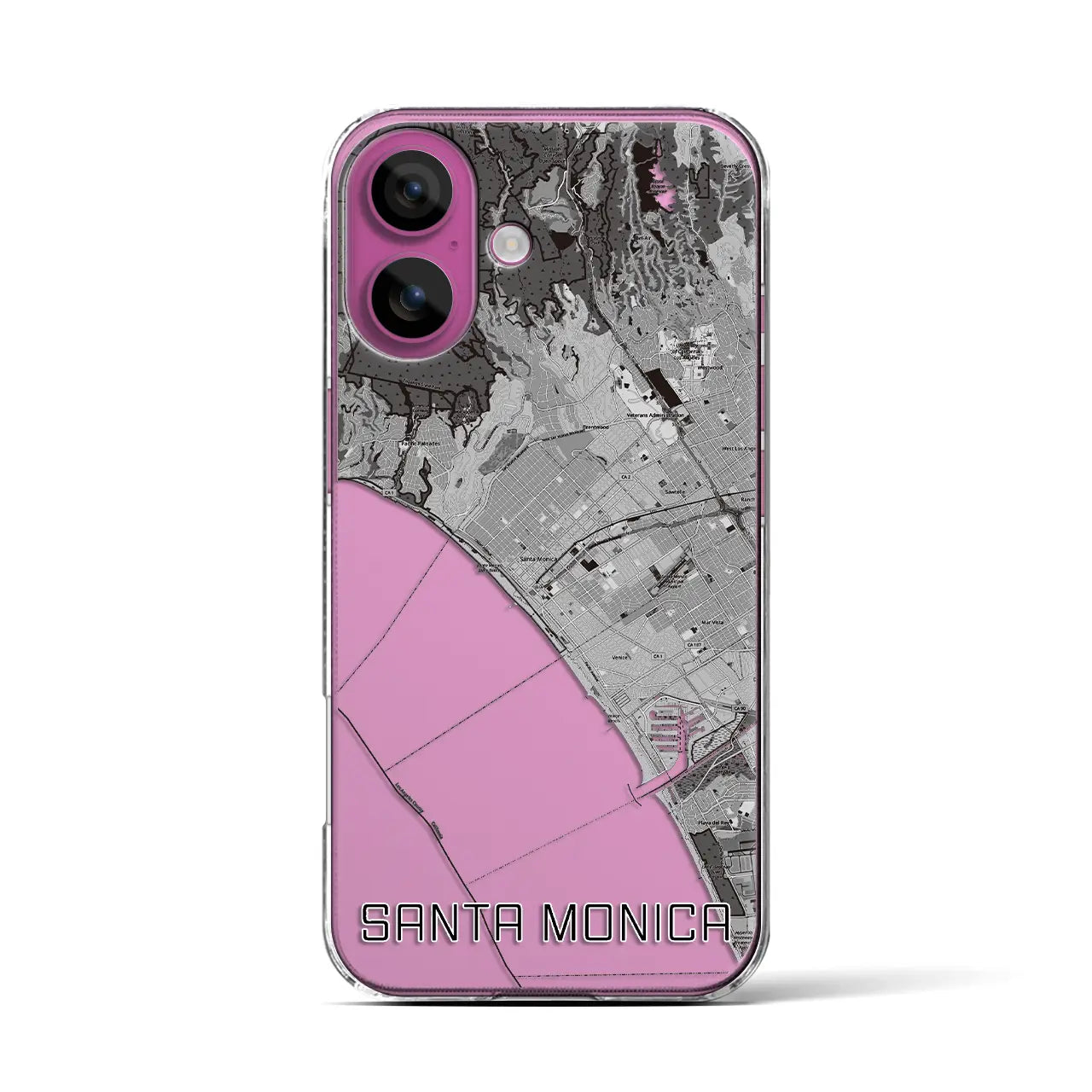 【サンタモニカ(アメリカ)】地図柄iPhoneケース(クリアタイプ)