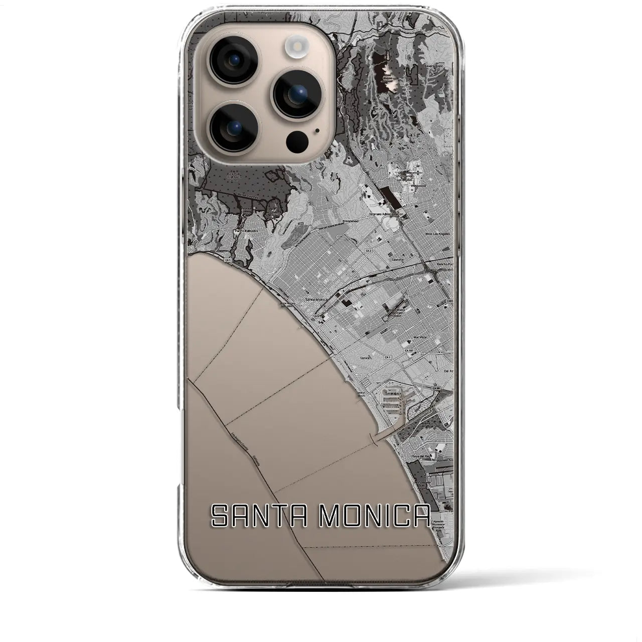 【サンタモニカ(アメリカ)】地図柄iPhoneケース(クリアタイプ)