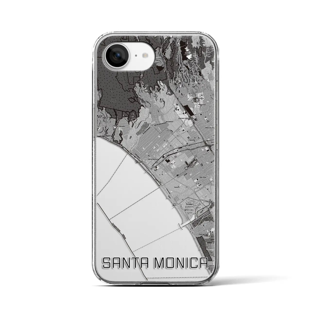 【サンタモニカ(アメリカ)】地図柄iPhoneケース(クリアタイプ)
