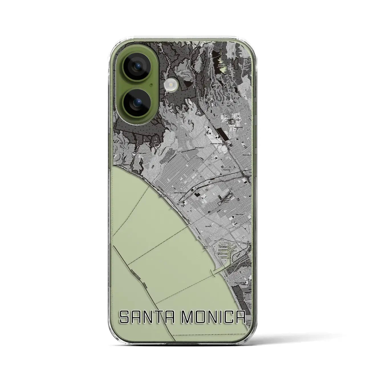 【サンタモニカ(アメリカ)】地図柄iPhoneケース(クリアタイプ)モノトーン・iPhone 17 Pro Max 用