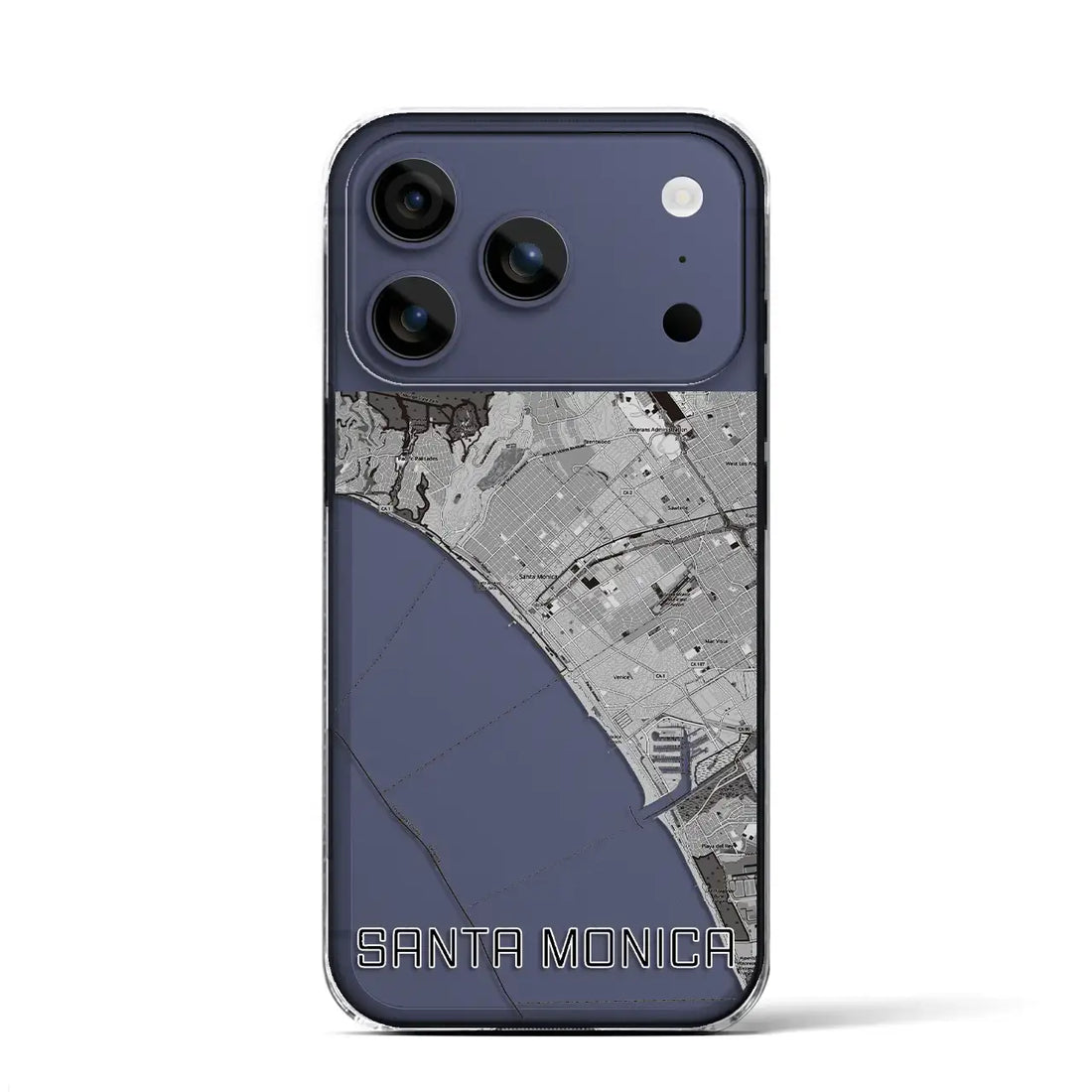 【サンタモニカ(アメリカ)】地図柄iPhoneケース(クリアタイプ)モノトーン・iPhone 17 Pro Max 用
