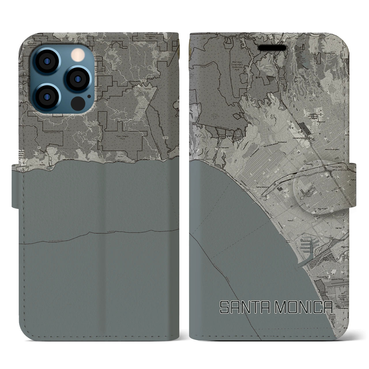 【サンタモニカ(アメリカ)】地図柄iPhoneケース(手帳タイプ)