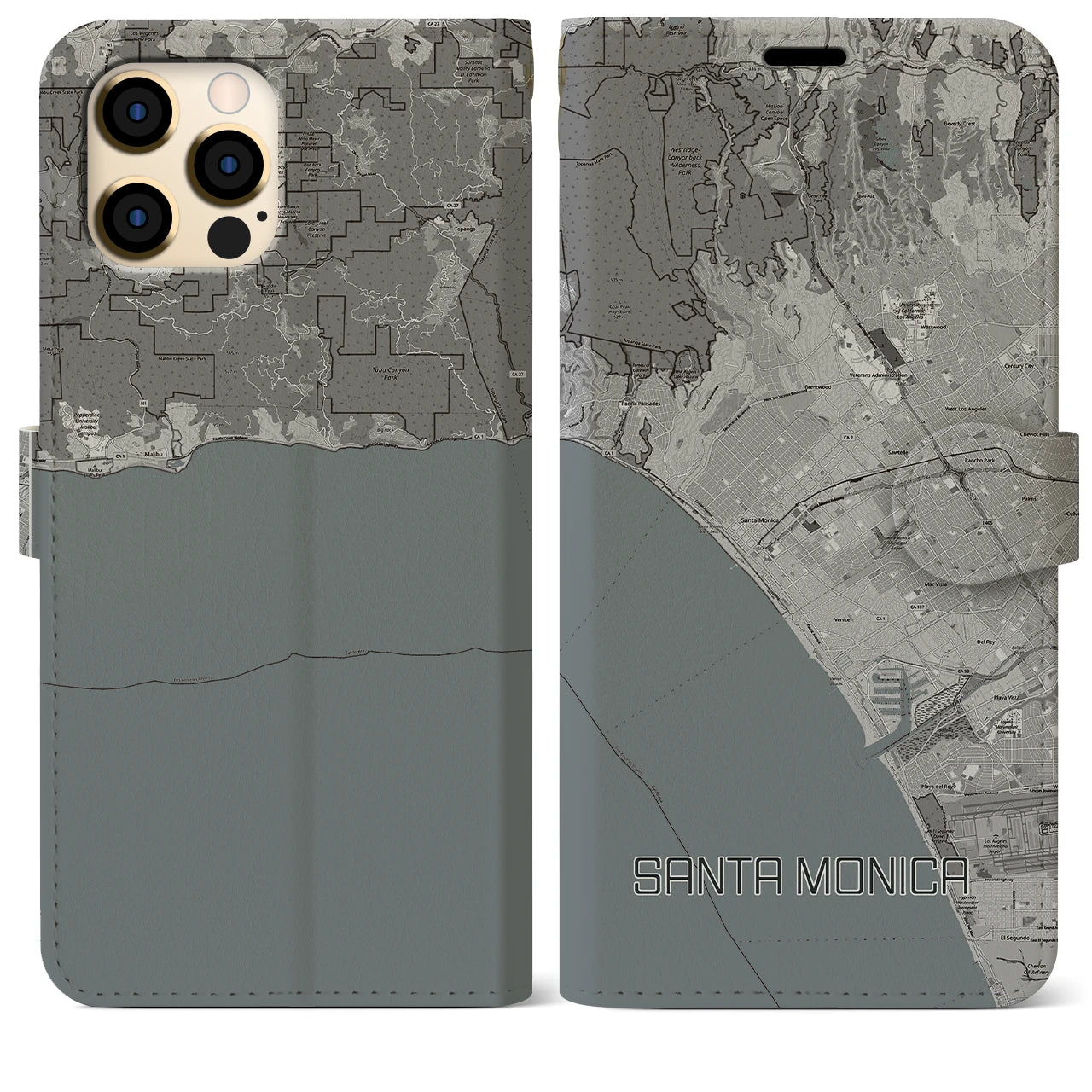 【サンタモニカ(アメリカ)】地図柄iPhoneケース(手帳タイプ)