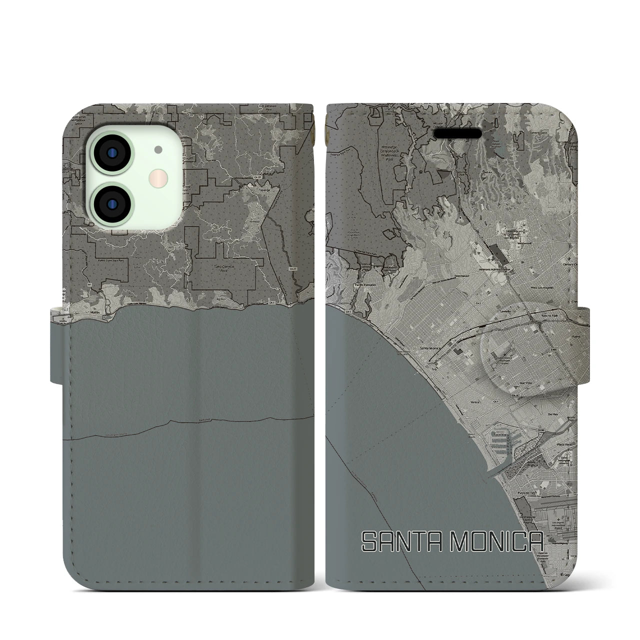 【サンタモニカ(アメリカ)】地図柄iPhoneケース(手帳タイプ)