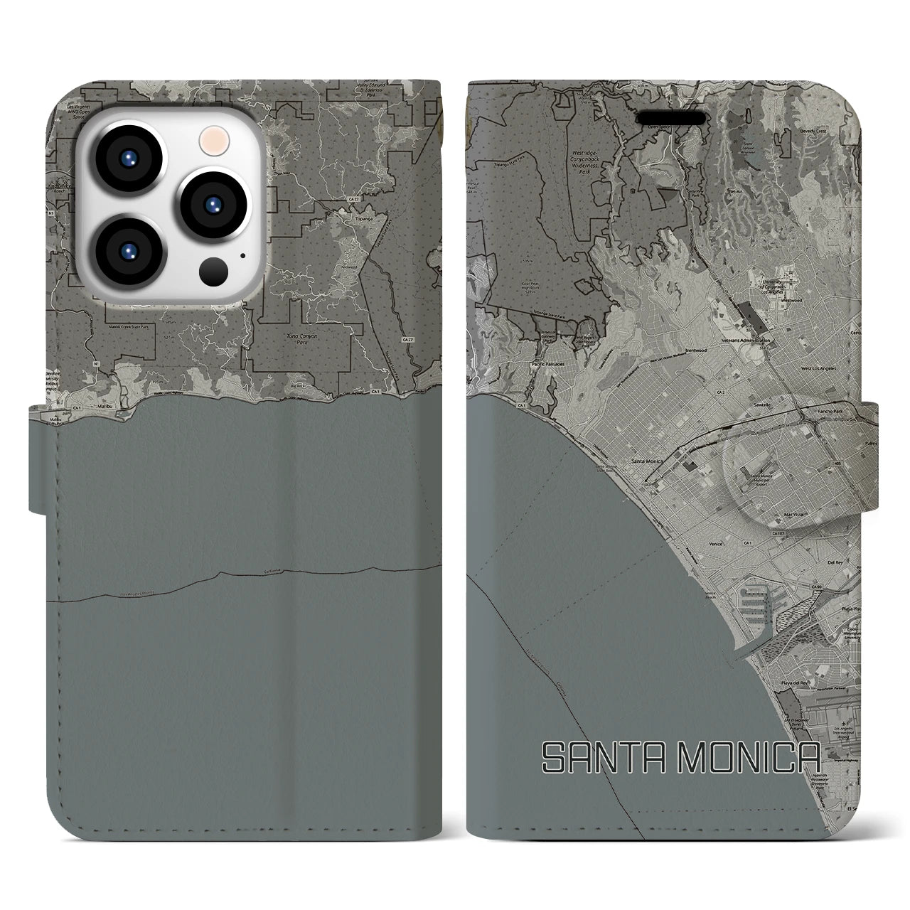 【サンタモニカ(アメリカ)】地図柄iPhoneケース(手帳タイプ)