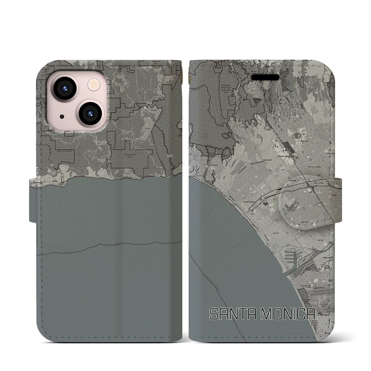 【サンタモニカ(アメリカ)】地図柄iPhoneケース(手帳タイプ)
