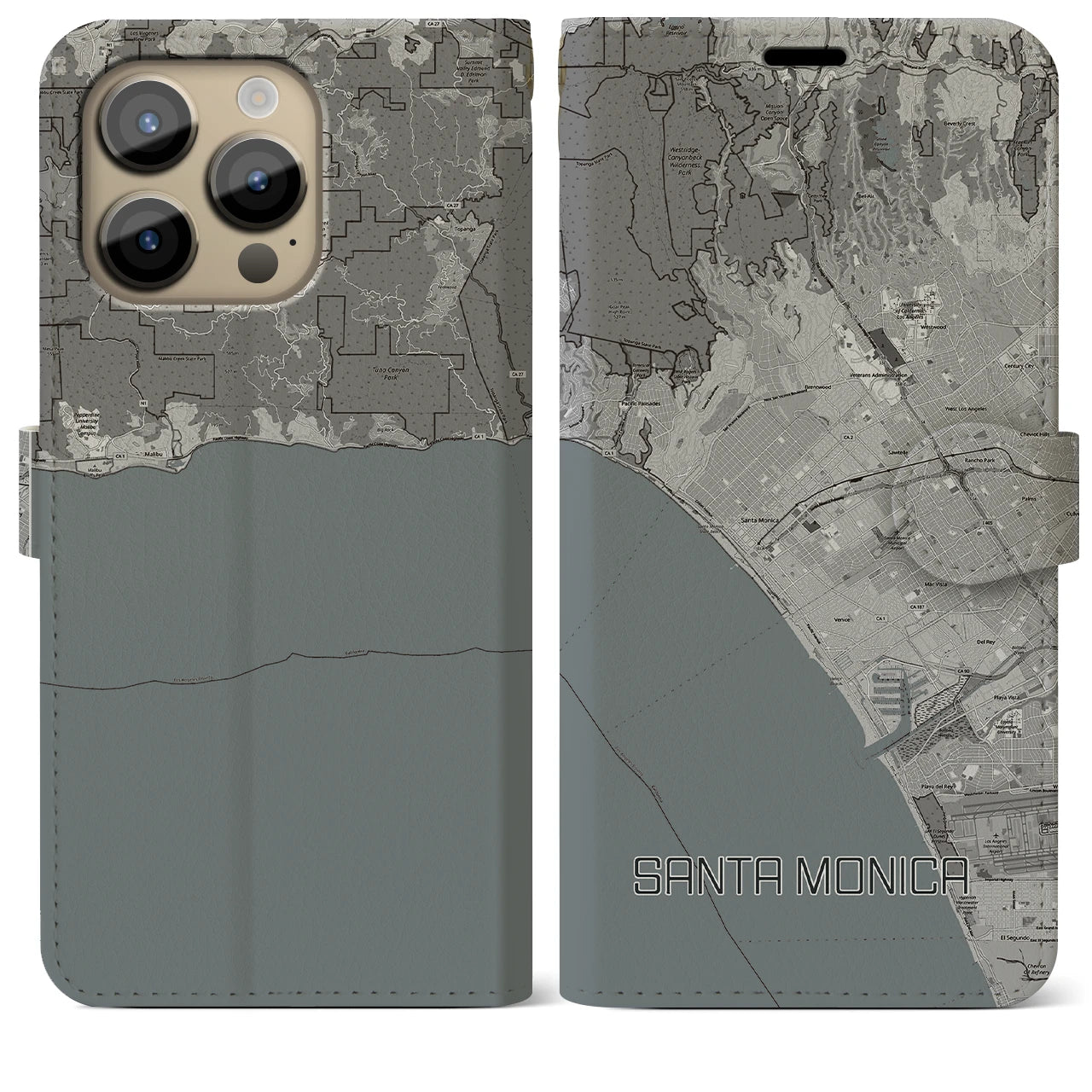 【サンタモニカ(アメリカ)】地図柄iPhoneケース(手帳タイプ)