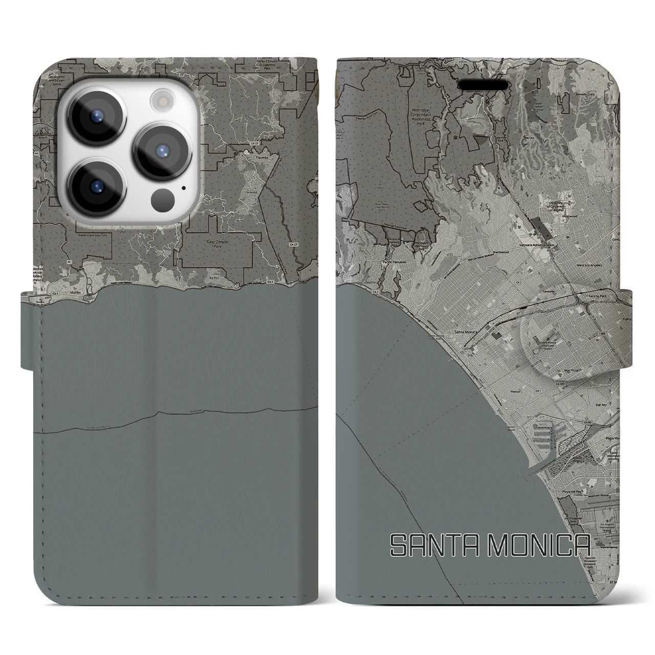 【サンタモニカ(アメリカ)】地図柄iPhoneケース(手帳タイプ)