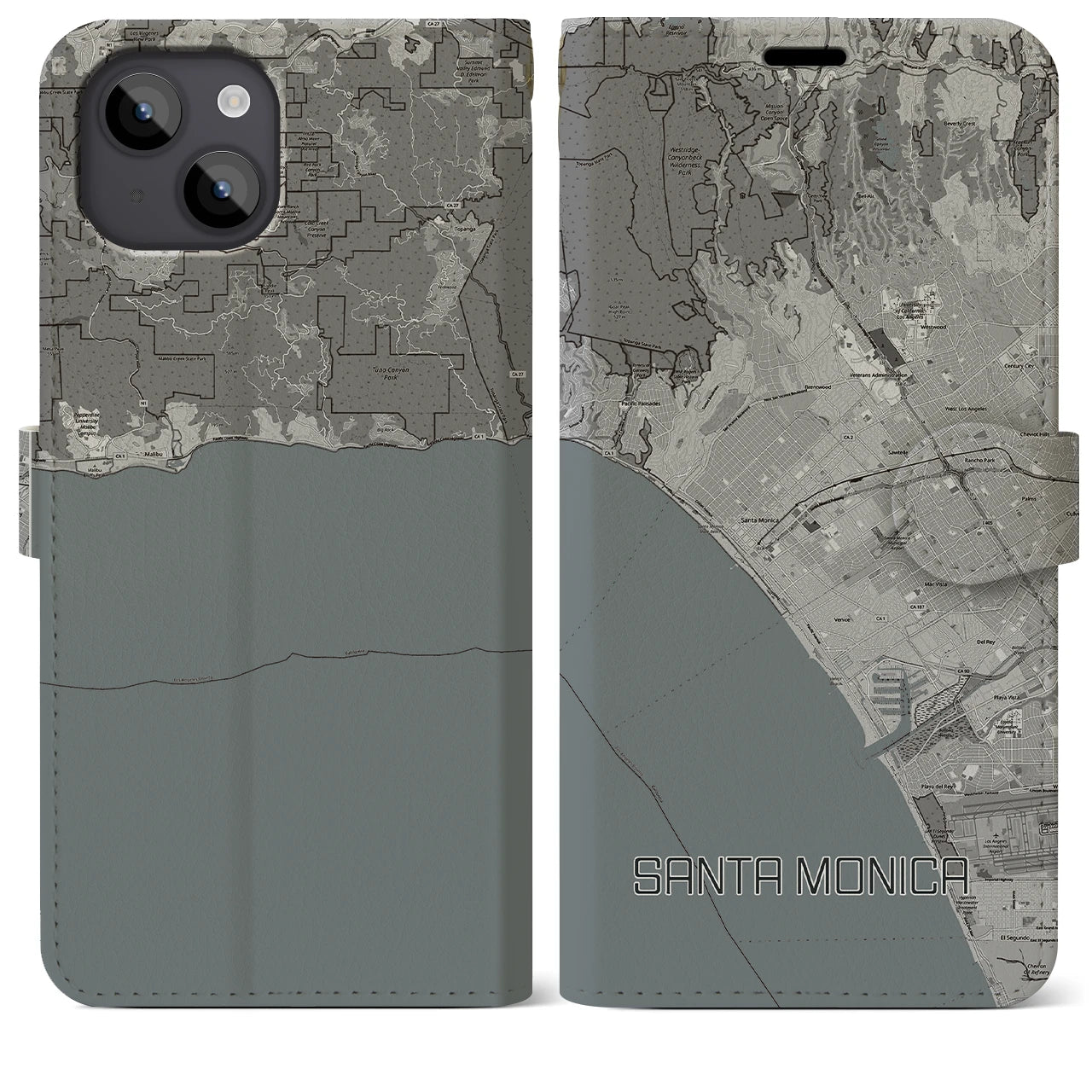 【サンタモニカ(アメリカ)】地図柄iPhoneケース(手帳タイプ)