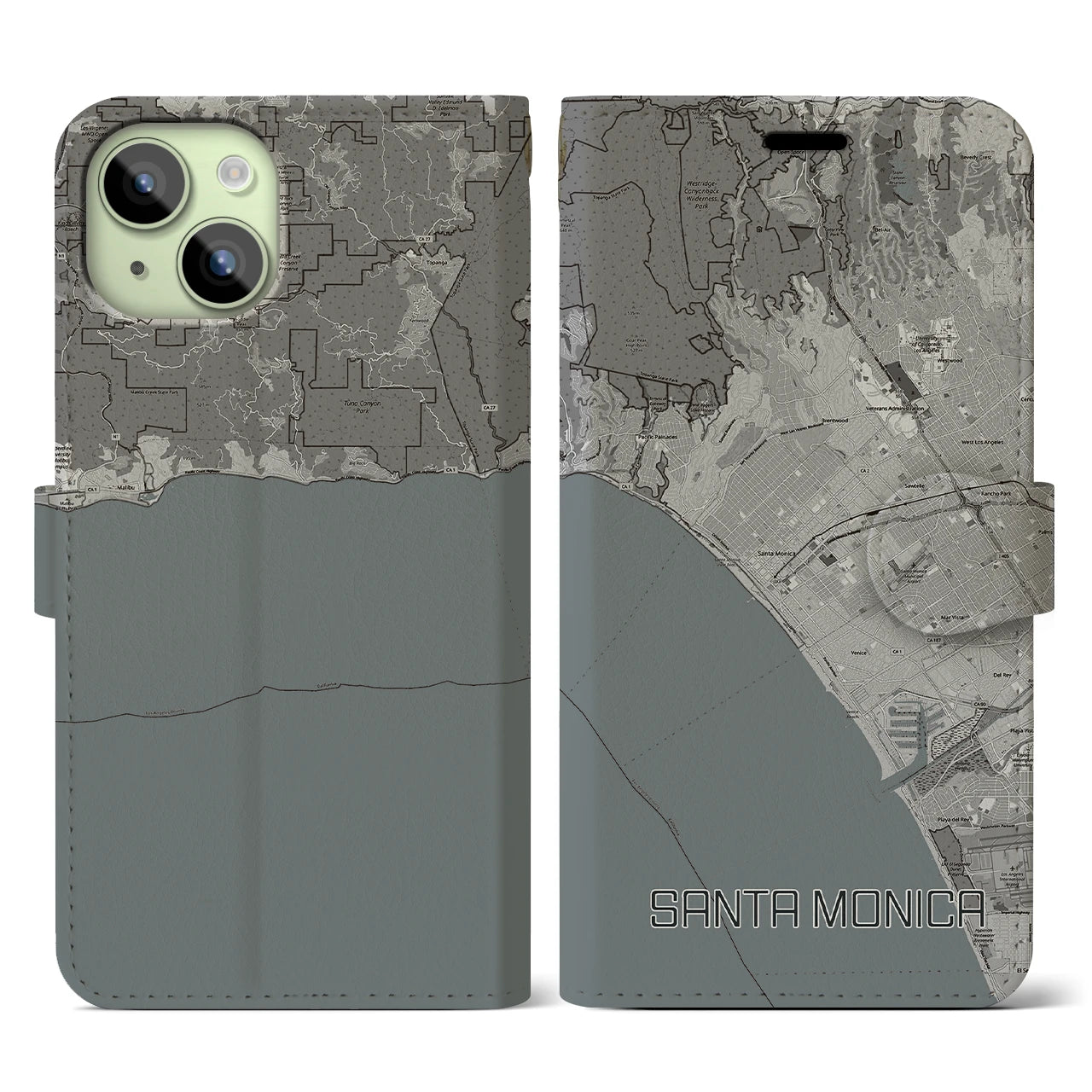 【サンタモニカ(アメリカ)】地図柄iPhoneケース(手帳タイプ)