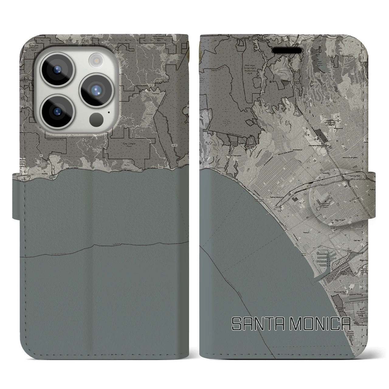 【サンタモニカ(アメリカ)】地図柄iPhoneケース(手帳タイプ)