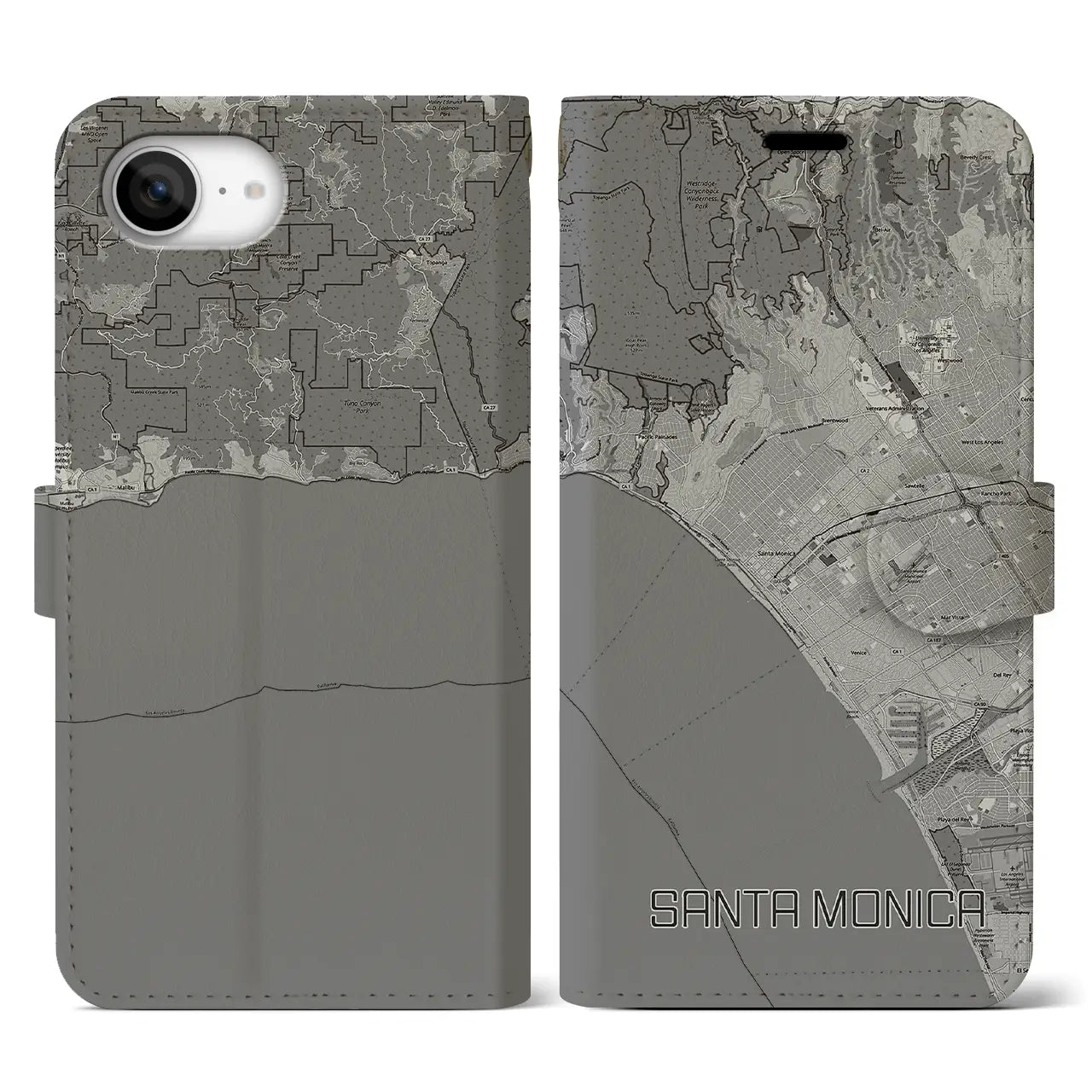 【サンタモニカ(アメリカ)】地図柄iPhoneケース(手帳タイプ)