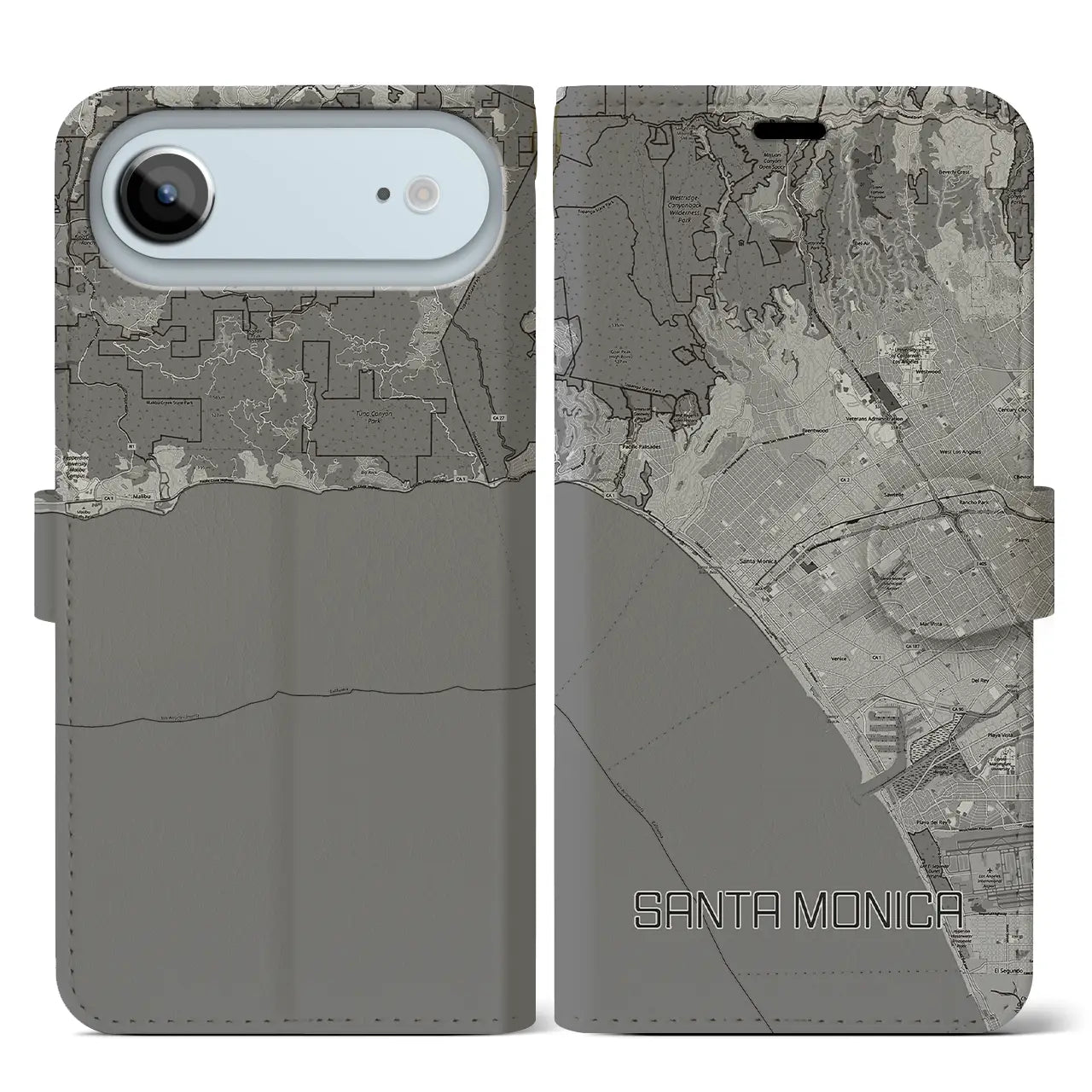 【サンタモニカ(アメリカ)】地図柄iPhoneケース(手帳タイプ)