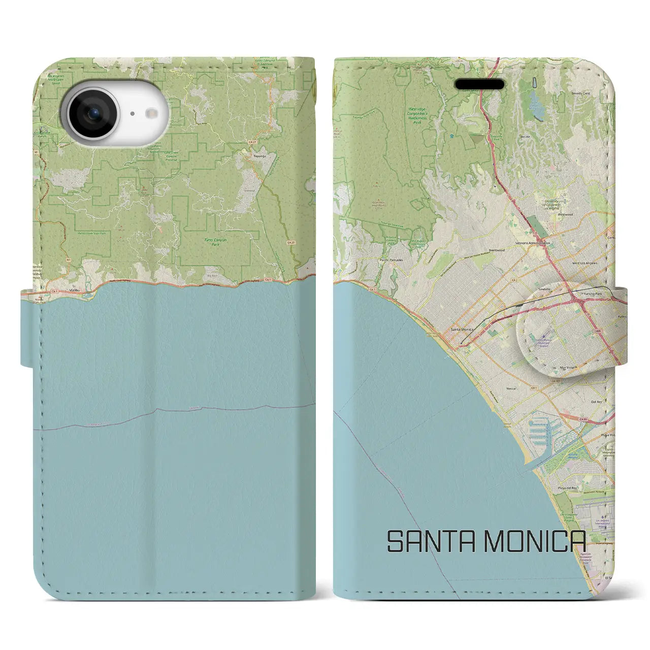 【サンタモニカ(アメリカ)】地図柄iPhoneケース(手帳タイプ)