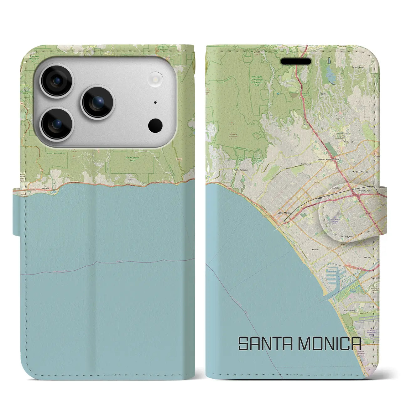 【サンタモニカ(アメリカ)】地図柄iPhoneケース(手帳タイプ)