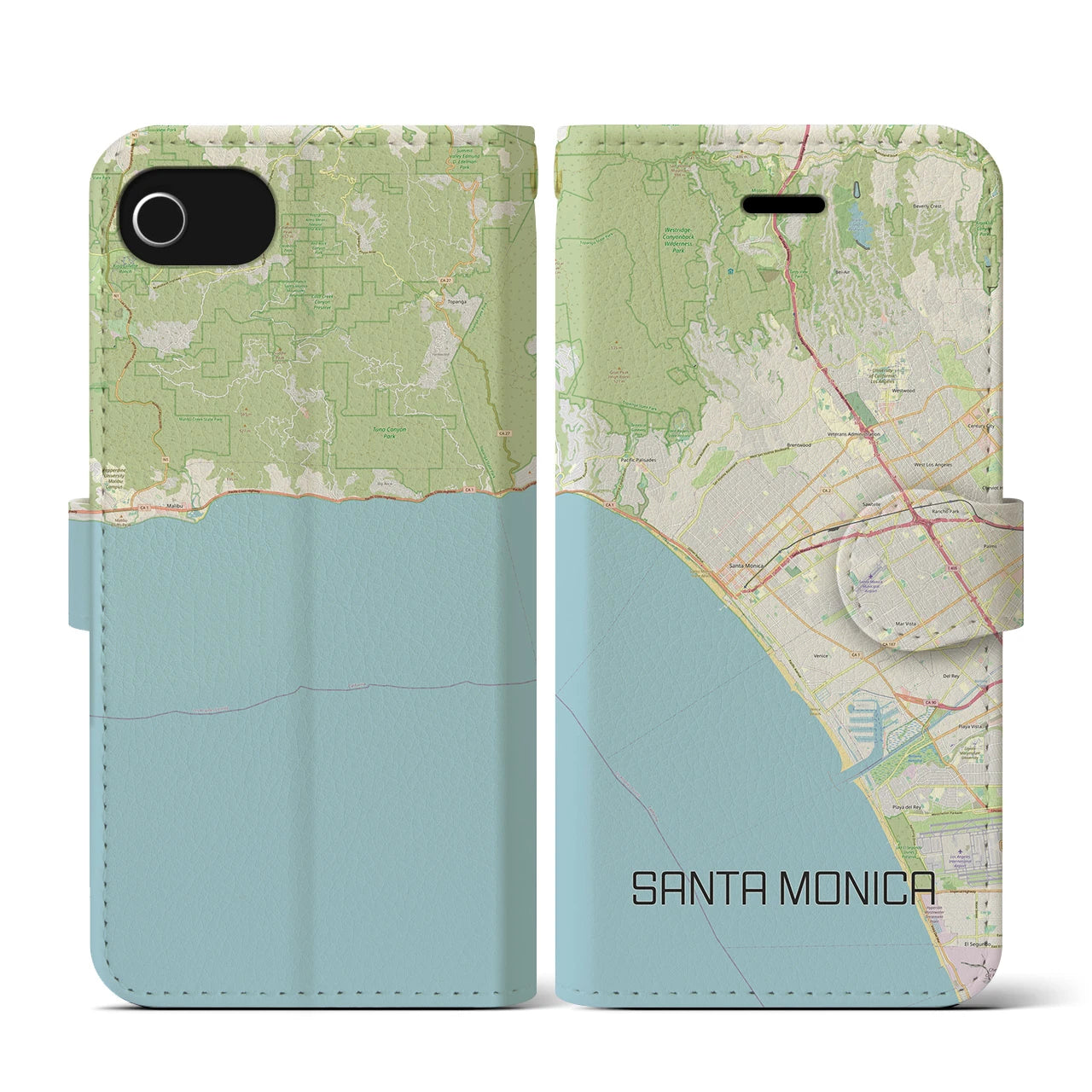 【サンタモニカ(アメリカ)】地図柄iPhoneケース(手帳タイプ)