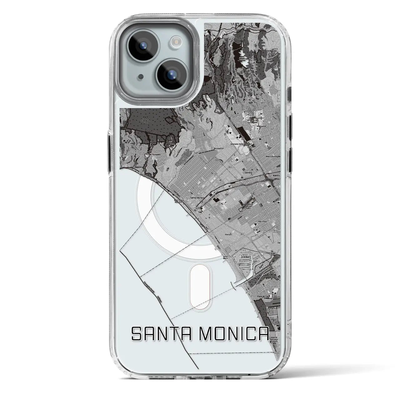 【サンタモニカ(アメリカ)】地図柄iPhoneケース(MagSafeタイプ)