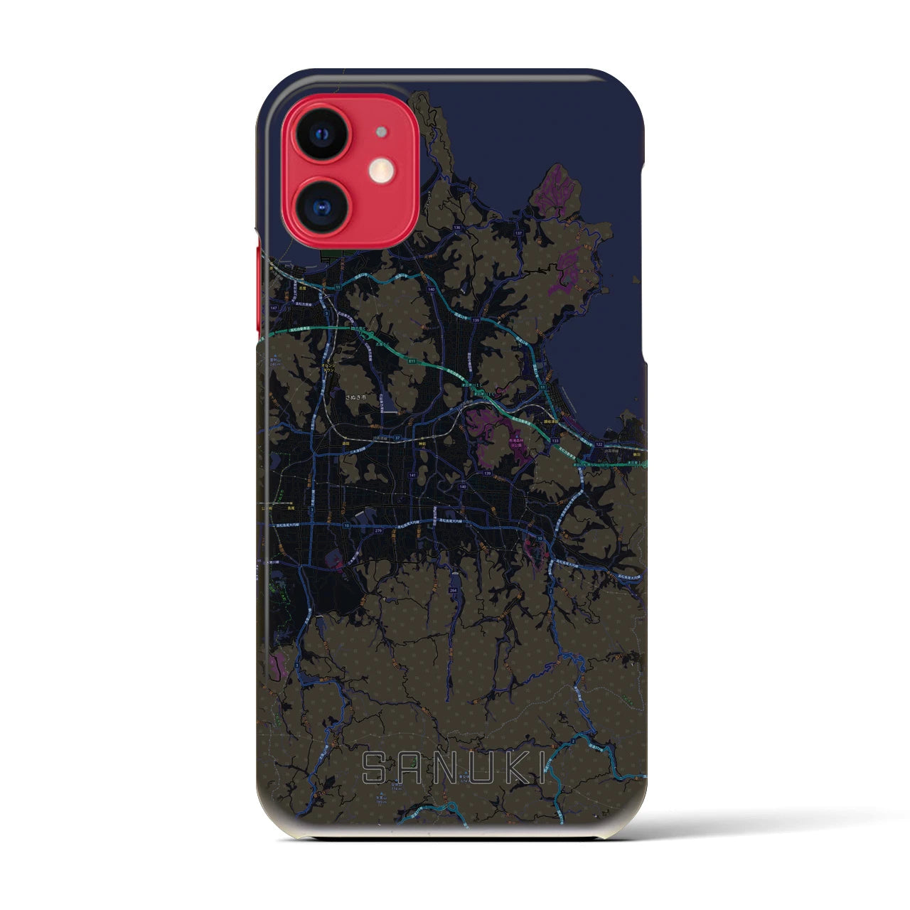 【さぬき(香川県)】地図柄iPhoneケース(バックカバータイプ)