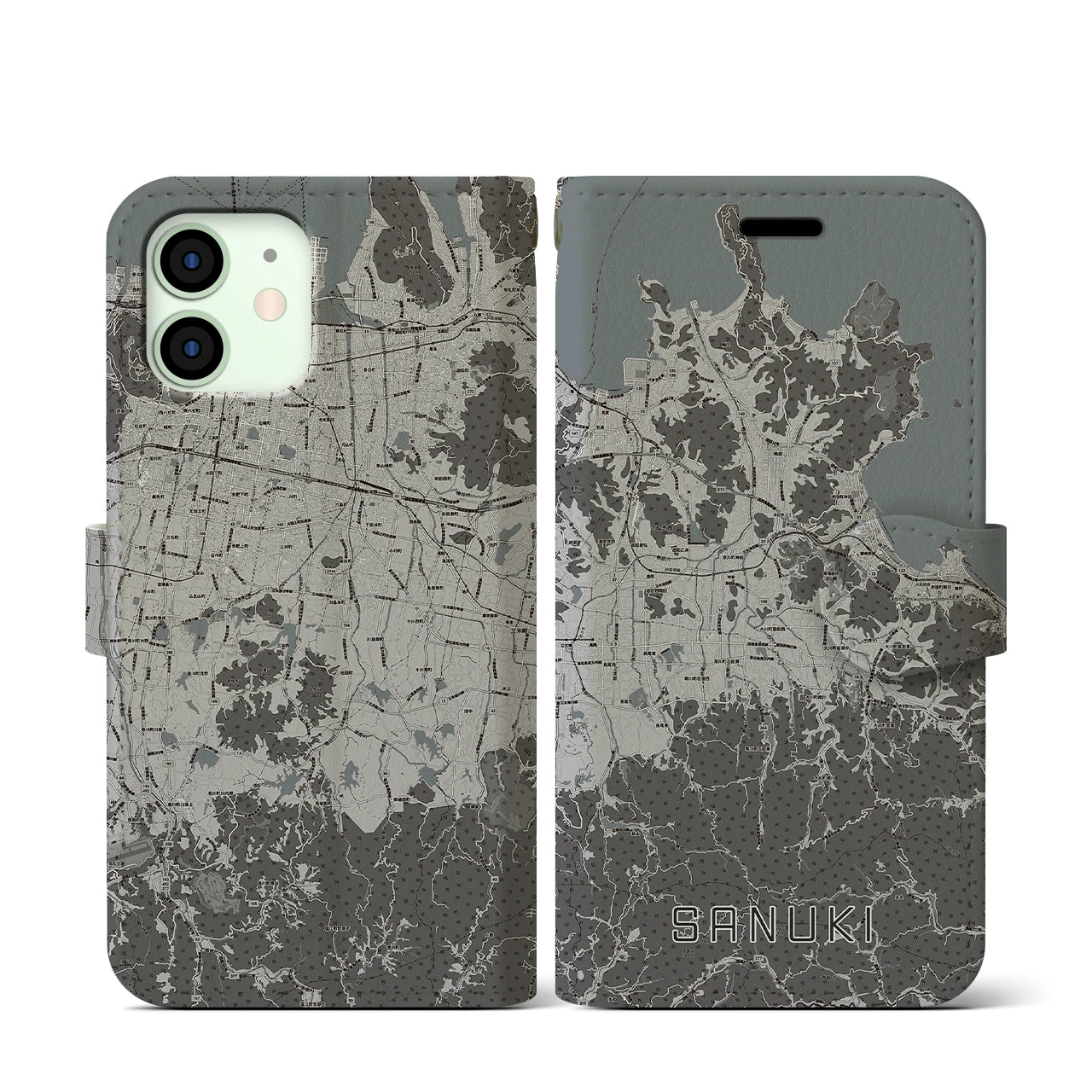 【さぬき(香川県)】地図柄iPhoneケース(手帳タイプ)