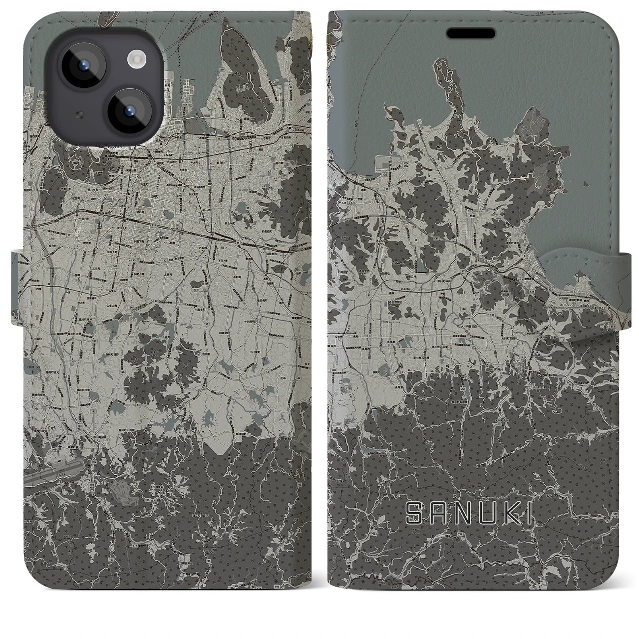 【さぬき(香川県)】地図柄iPhoneケース(手帳タイプ)