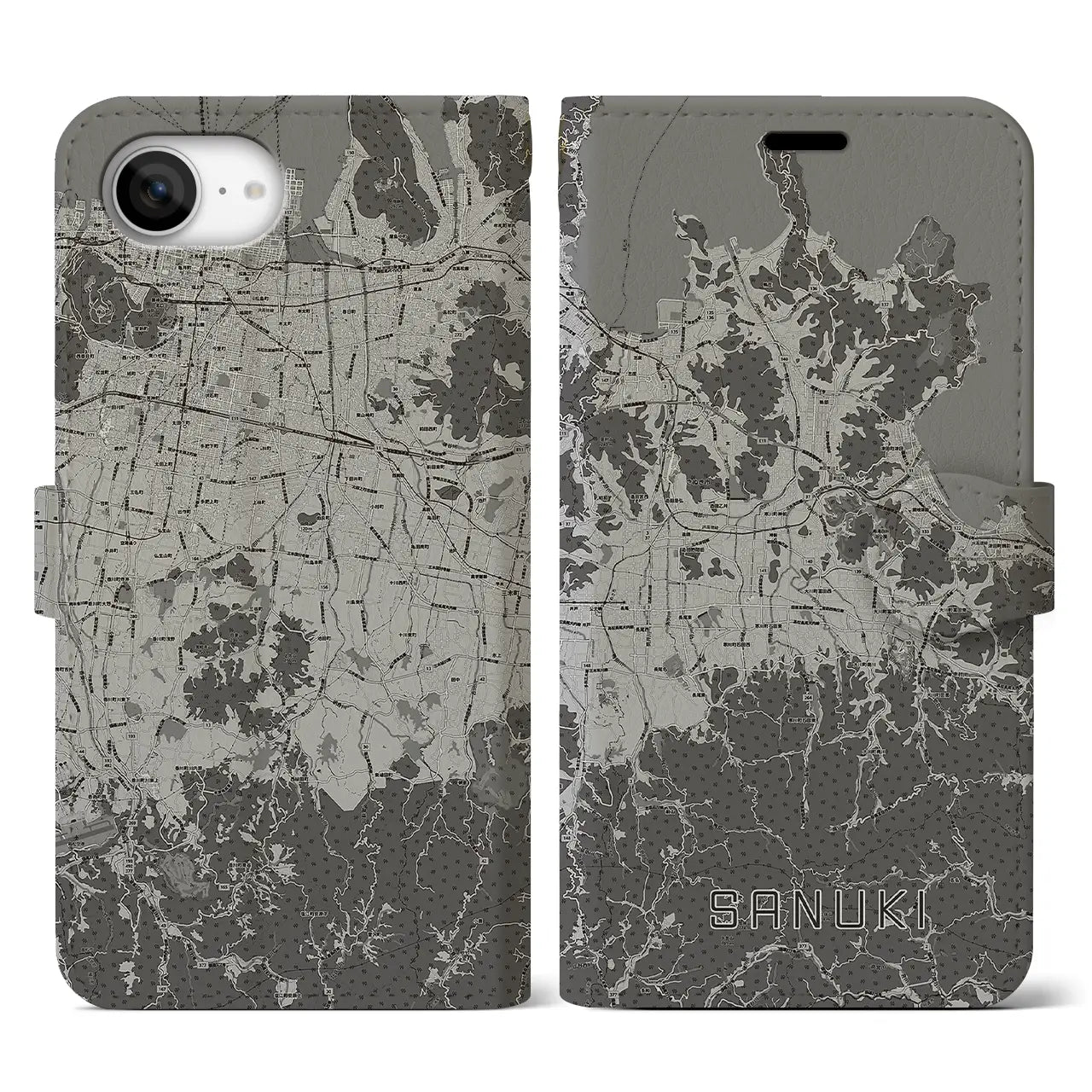 【さぬき(香川県)】地図柄iPhoneケース(手帳タイプ)