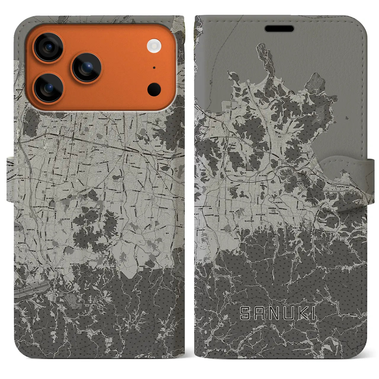 【さぬき(香川県)】地図柄iPhoneケース(手帳タイプ)