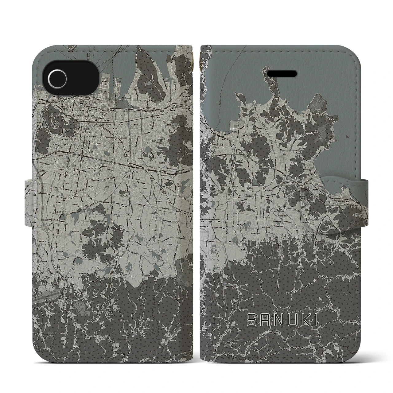 【さぬき(香川県)】地図柄iPhoneケース(手帳タイプ)