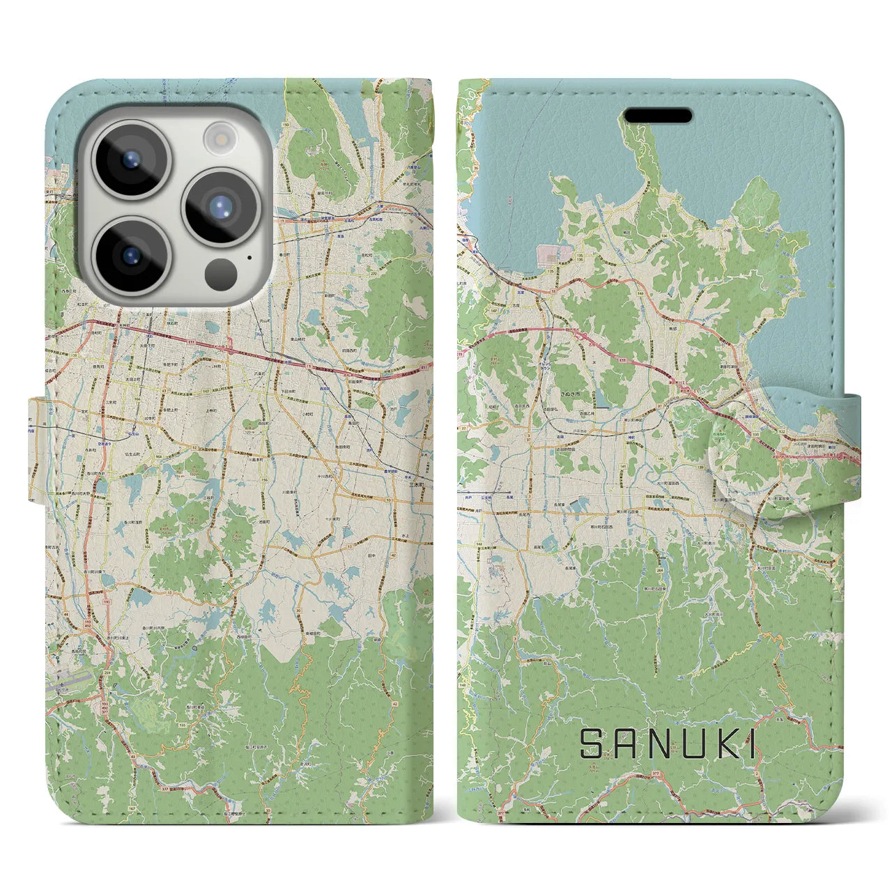 【さぬき(香川県)】地図柄iPhoneケース(手帳タイプ)