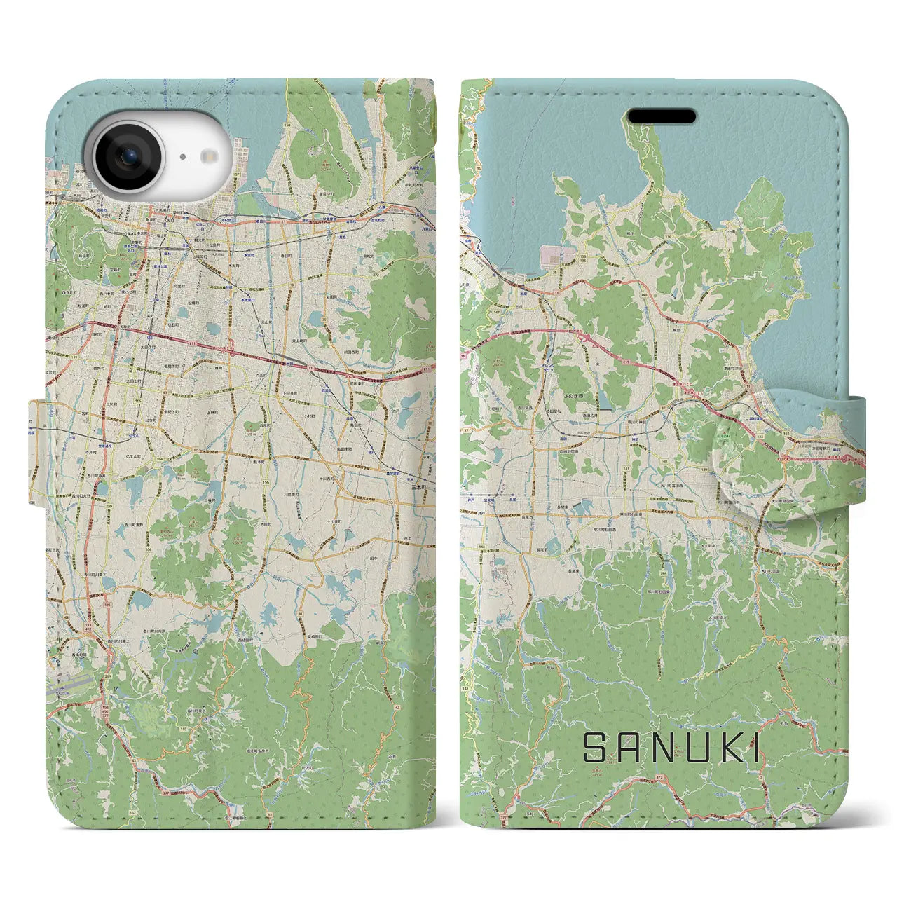 【さぬき(香川県)】地図柄iPhoneケース(手帳タイプ)