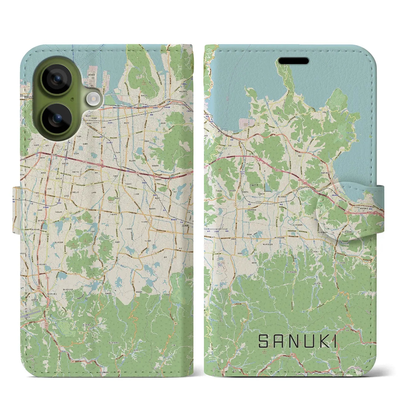 【さぬき(香川県)】地図柄iPhoneケース(手帳タイプ)