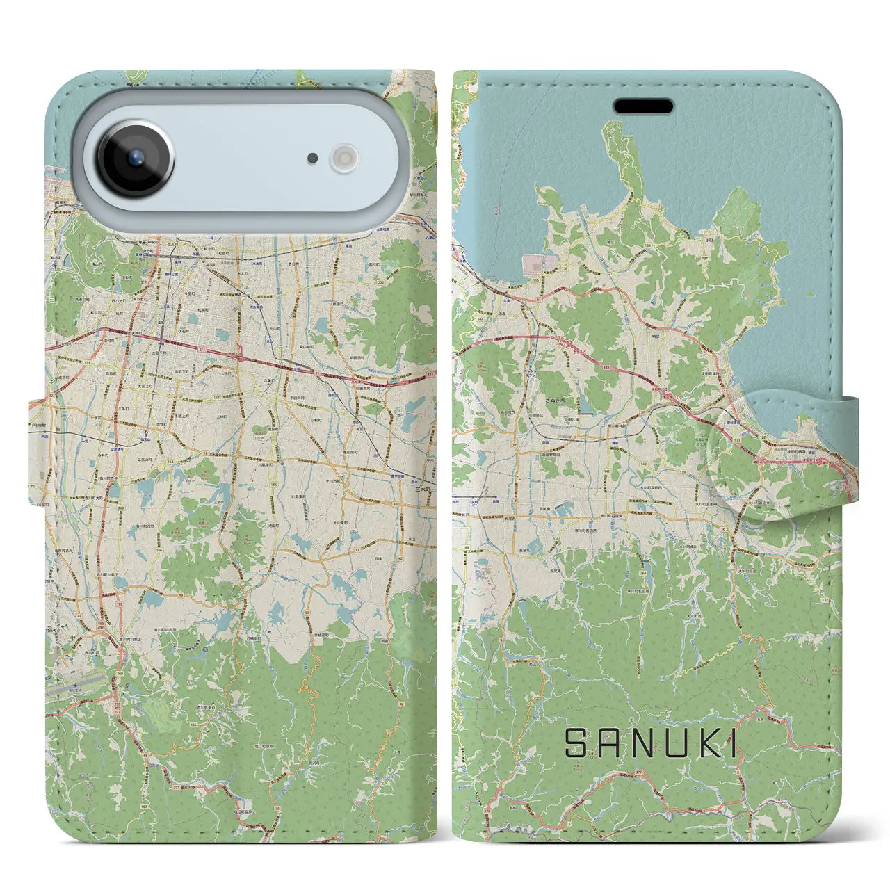 【さぬき(香川県)】地図柄iPhoneケース(手帳タイプ)