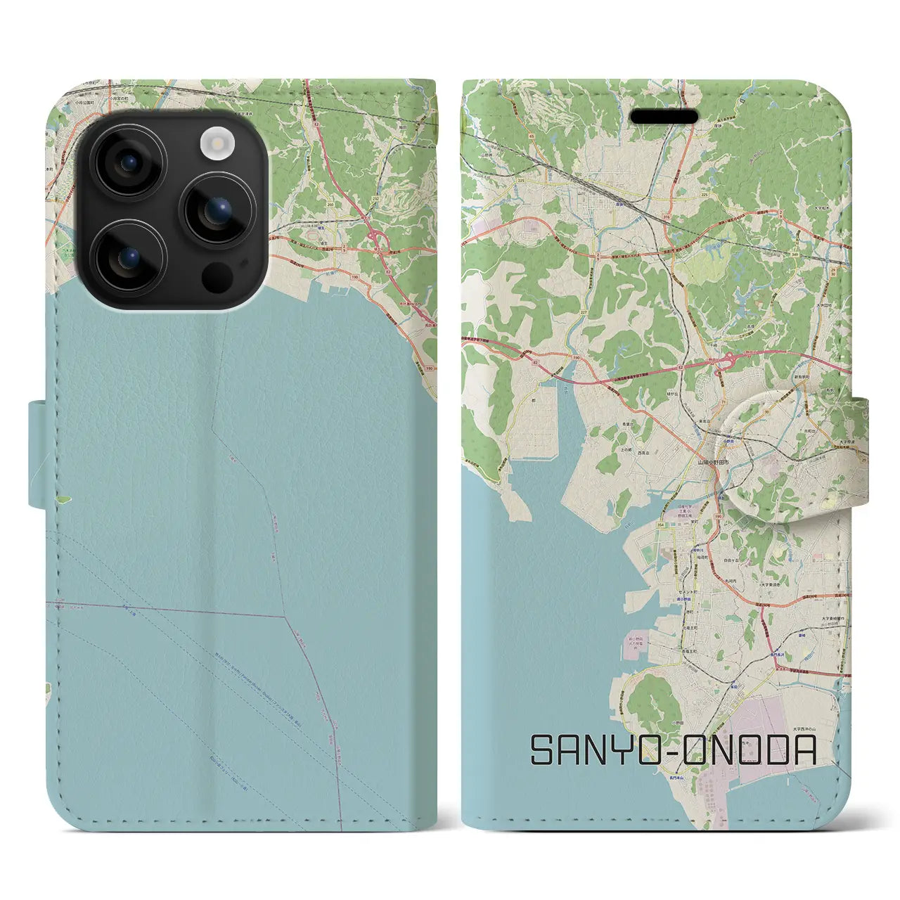 【山陽小野田(山口県)】地図柄iPhoneケース(手帳タイプ)ナチュラル・iPhone 16 用