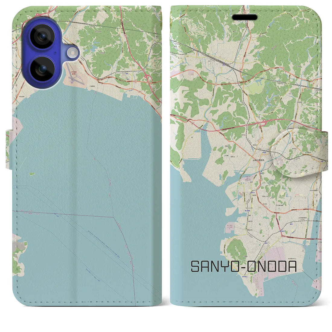 【山陽小野田(山口県)】地図柄iPhoneケース(手帳タイプ)ナチュラル・iPhone 16 Pro Max 用