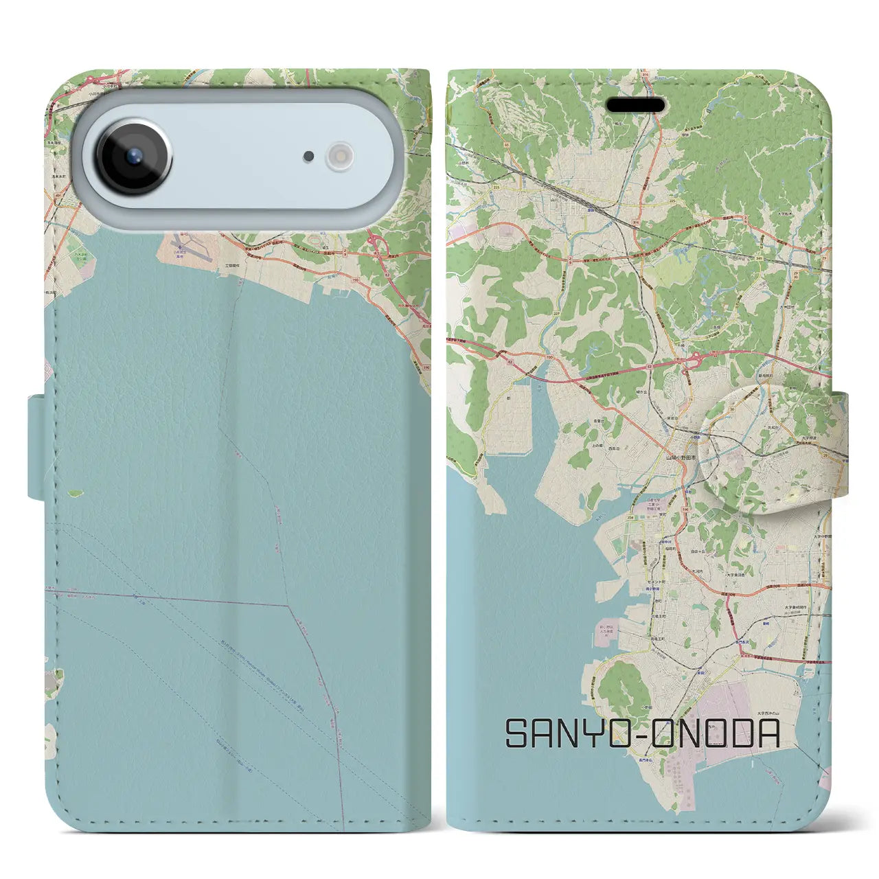 【山陽小野田(山口県)】地図柄iPhoneケース(手帳タイプ)モノトーン・iPhone 17 Pro Max 用