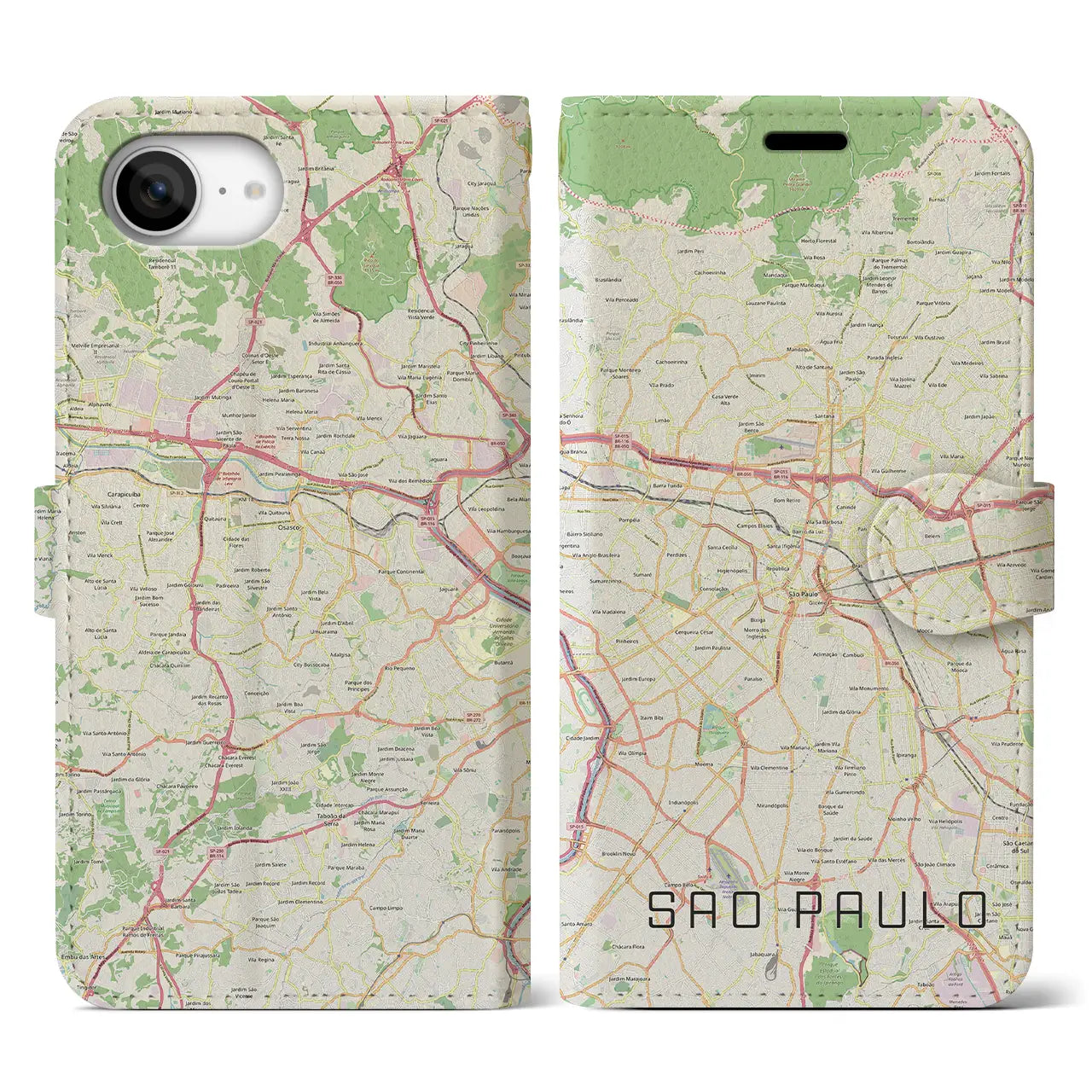 【サンパウロ(ブラジル)】地図柄iPhoneケース(手帳タイプ)