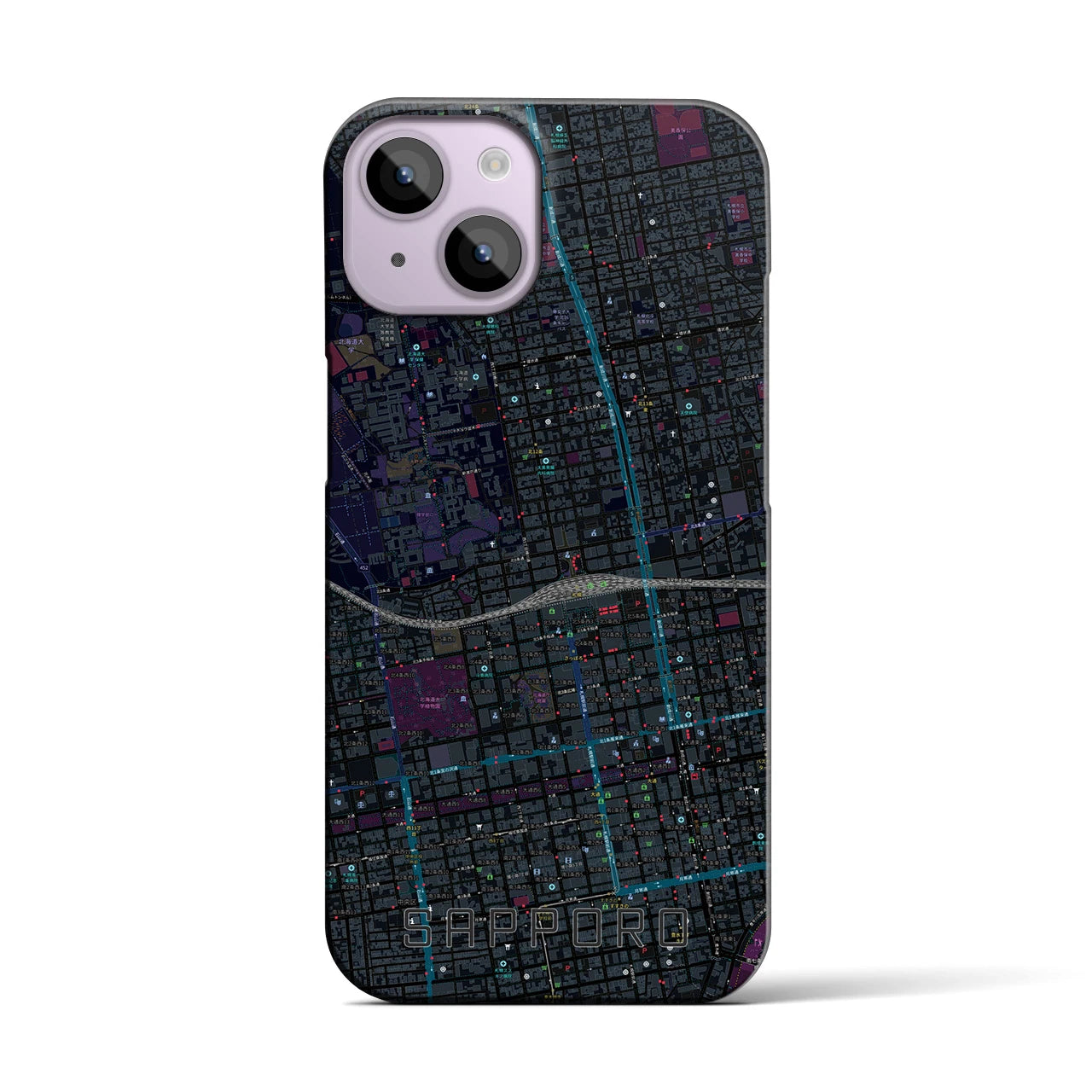 【札幌2(北海道)】地図柄iPhoneケース(バックカバータイプ)