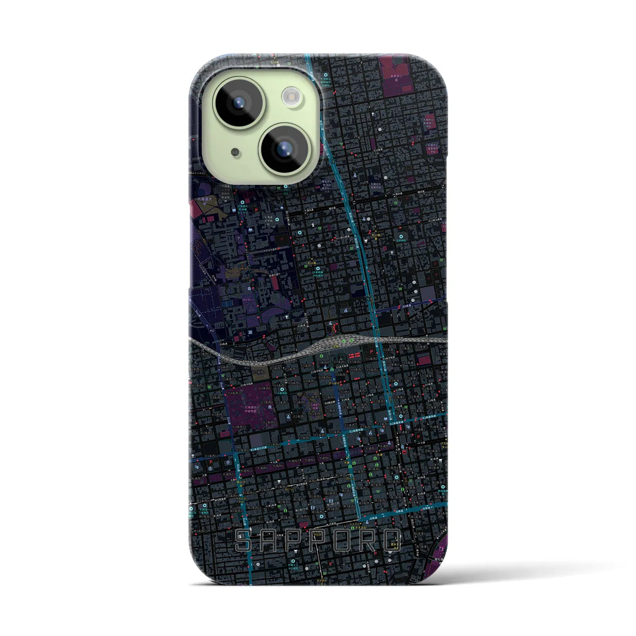 【札幌2(北海道)】地図柄iPhoneケース(バックカバータイプ)