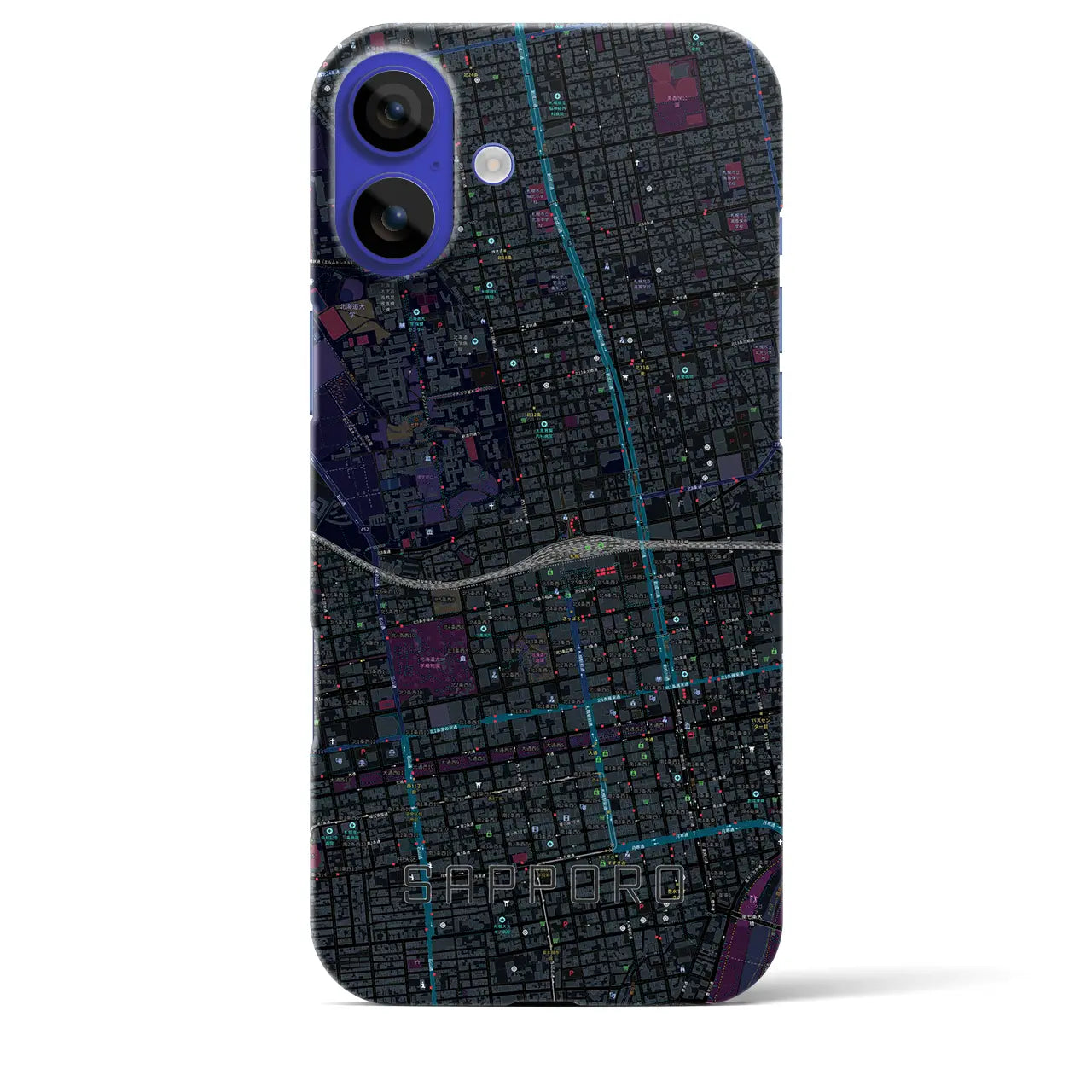 【札幌2(北海道)】地図柄iPhoneケース(バックカバータイプ)