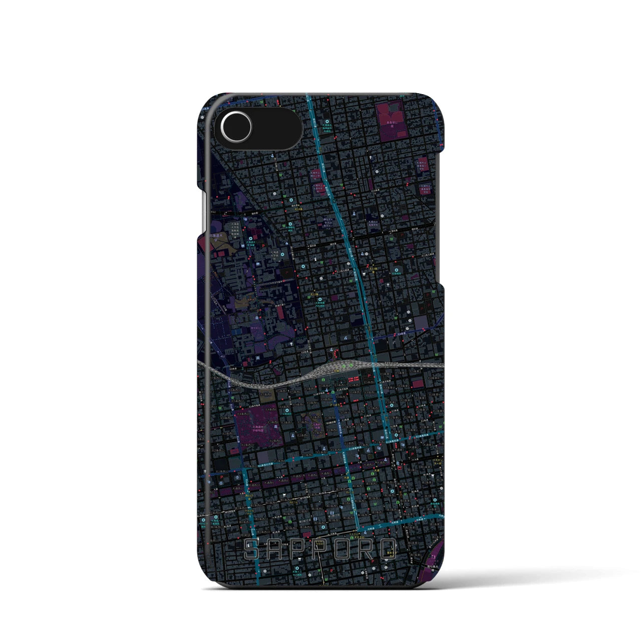 【札幌2(北海道)】地図柄iPhoneケース(バックカバータイプ)