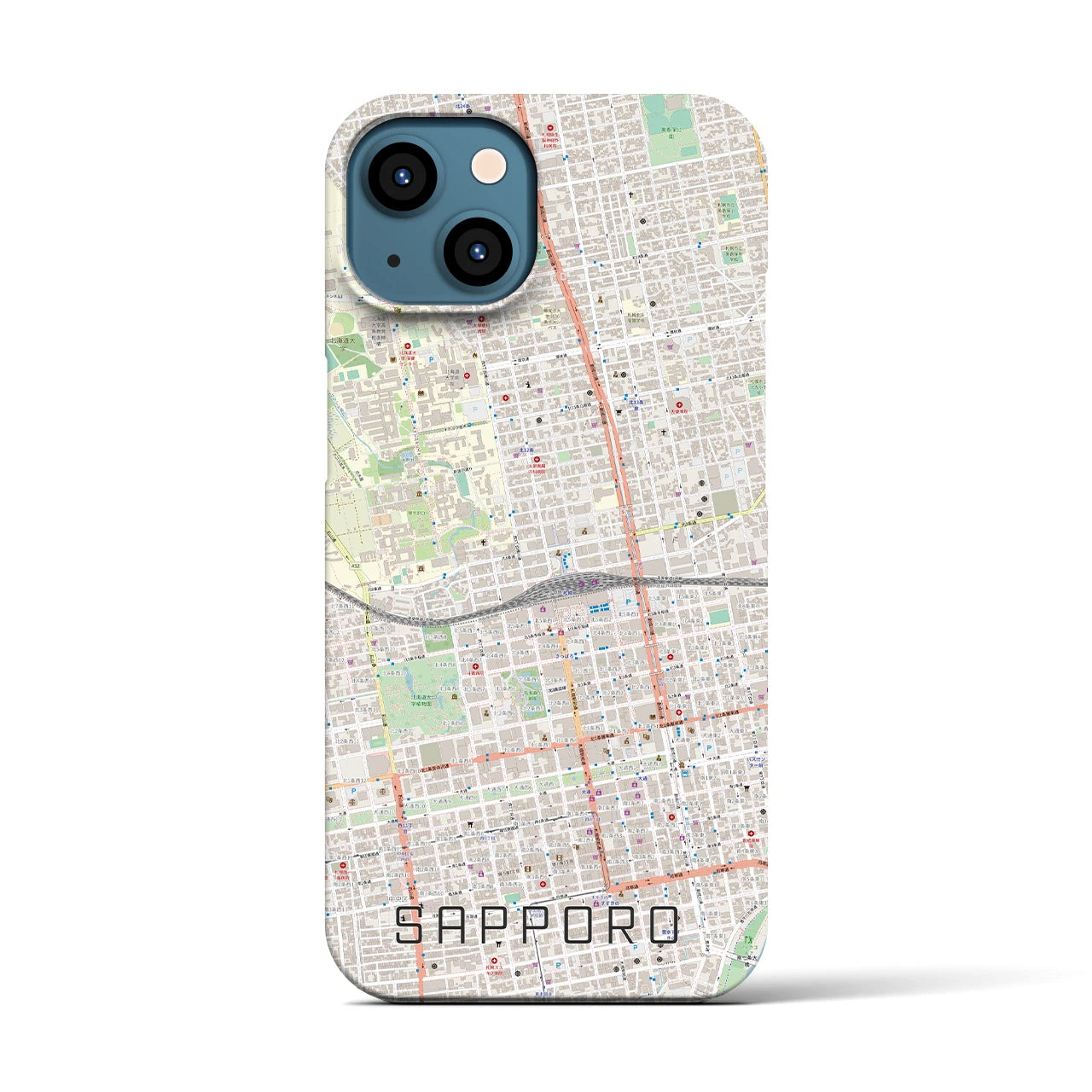 【札幌2(北海道)】地図柄iPhoneケース(バックカバータイプ)
