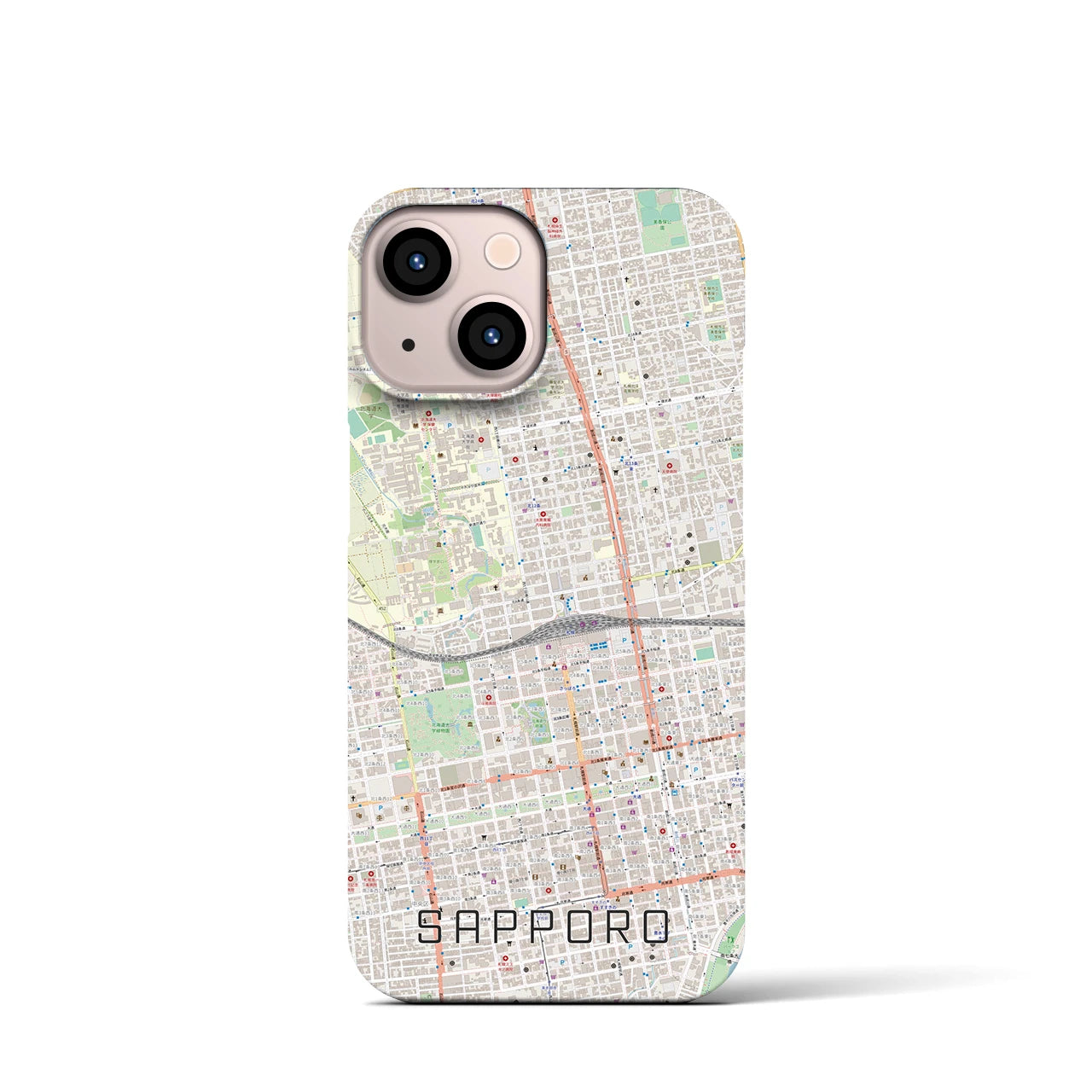 【札幌2(北海道)】地図柄iPhoneケース(バックカバータイプ)