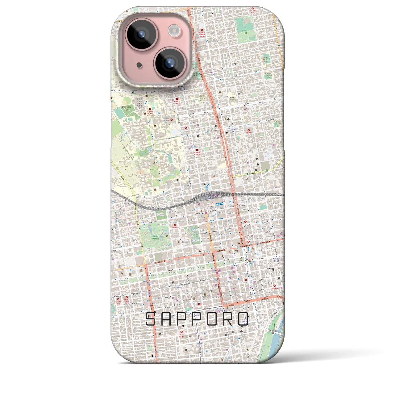 【札幌2(北海道)】地図柄iPhoneケース(バックカバータイプ)