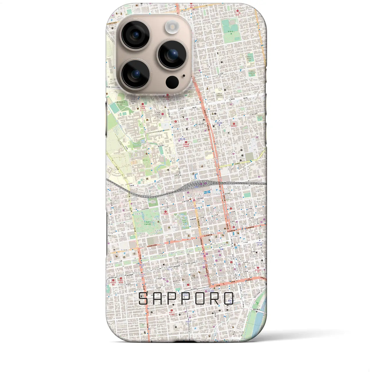 【札幌2(北海道)】地図柄iPhoneケース(バックカバータイプ)