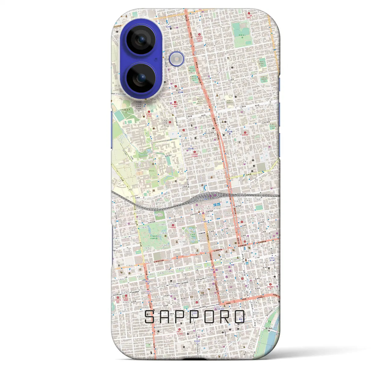 【札幌2(北海道)】地図柄iPhoneケース(バックカバータイプ)ナチュラル・iPhone 16 Pro Max 用