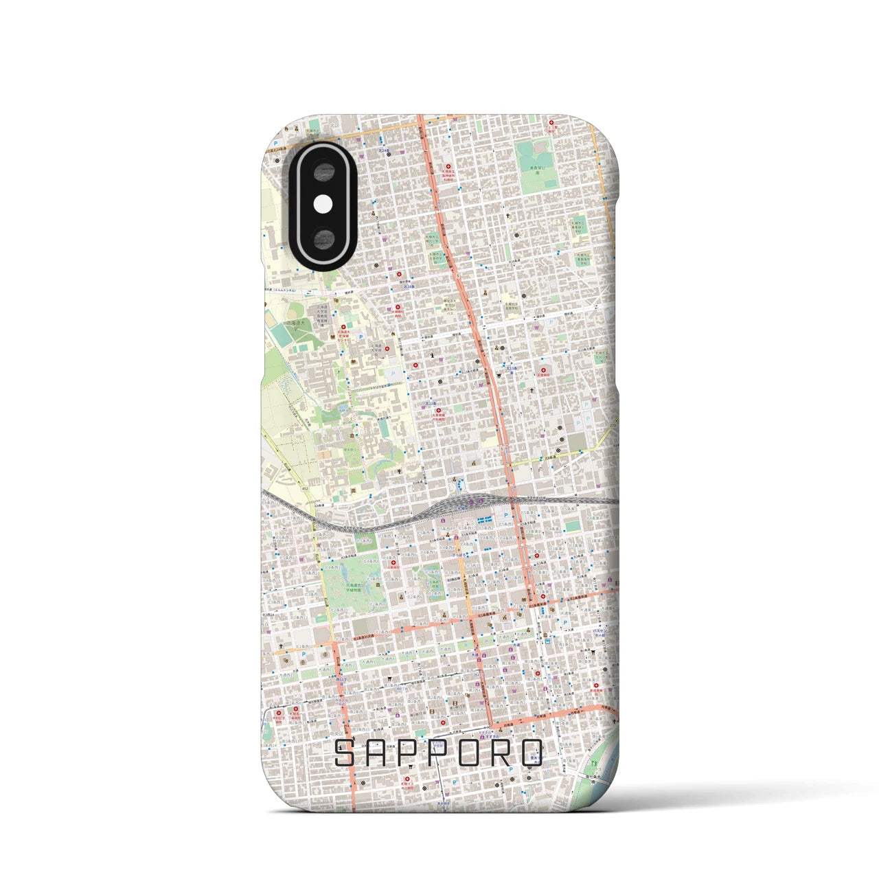 【札幌2(北海道)】地図柄iPhoneケース(バックカバータイプ)